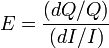 E = frac {(dQ/Q)} {(dI/I)}