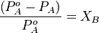 Описание: {{{rm{(}}P^o _A  - P_A {rm{)}}} over {P^o _A }} = X_B